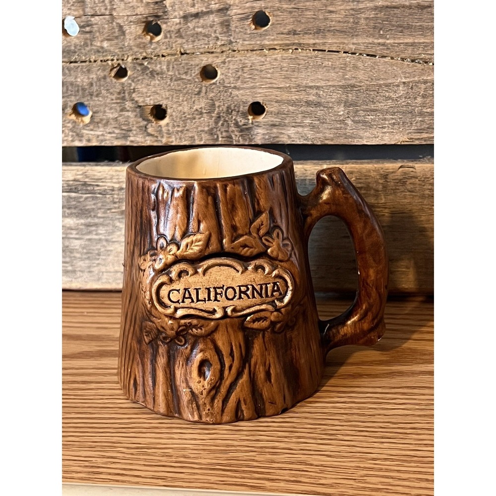 California 3D Coffee Mug Tea Cup Vintage Ceramic Wooden Rustic Ceramic